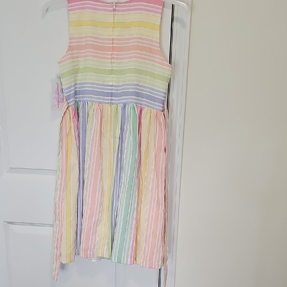 Bonnie Jean Gird Pastel Striped Dress with Bow Size 16 - Picture 3 of 8